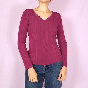 New York & Co long sleeve purple ribbed sweater